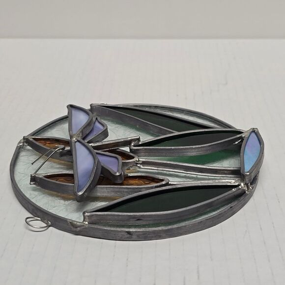 Vintage 3D DRAGONFLY STAINED GLASS WINDOW PANEL SUN CATCHER - Picture 6 of 8